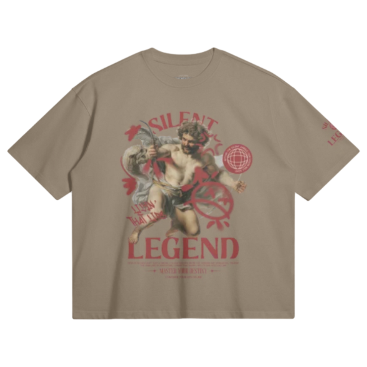 MNS Legends Tee laid flat showing the Silent Legend archer print